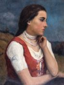 Oszkar Glatz (1872-1958) - Hungarian peasant girl Oil on canvas Signed lower right Hungarian