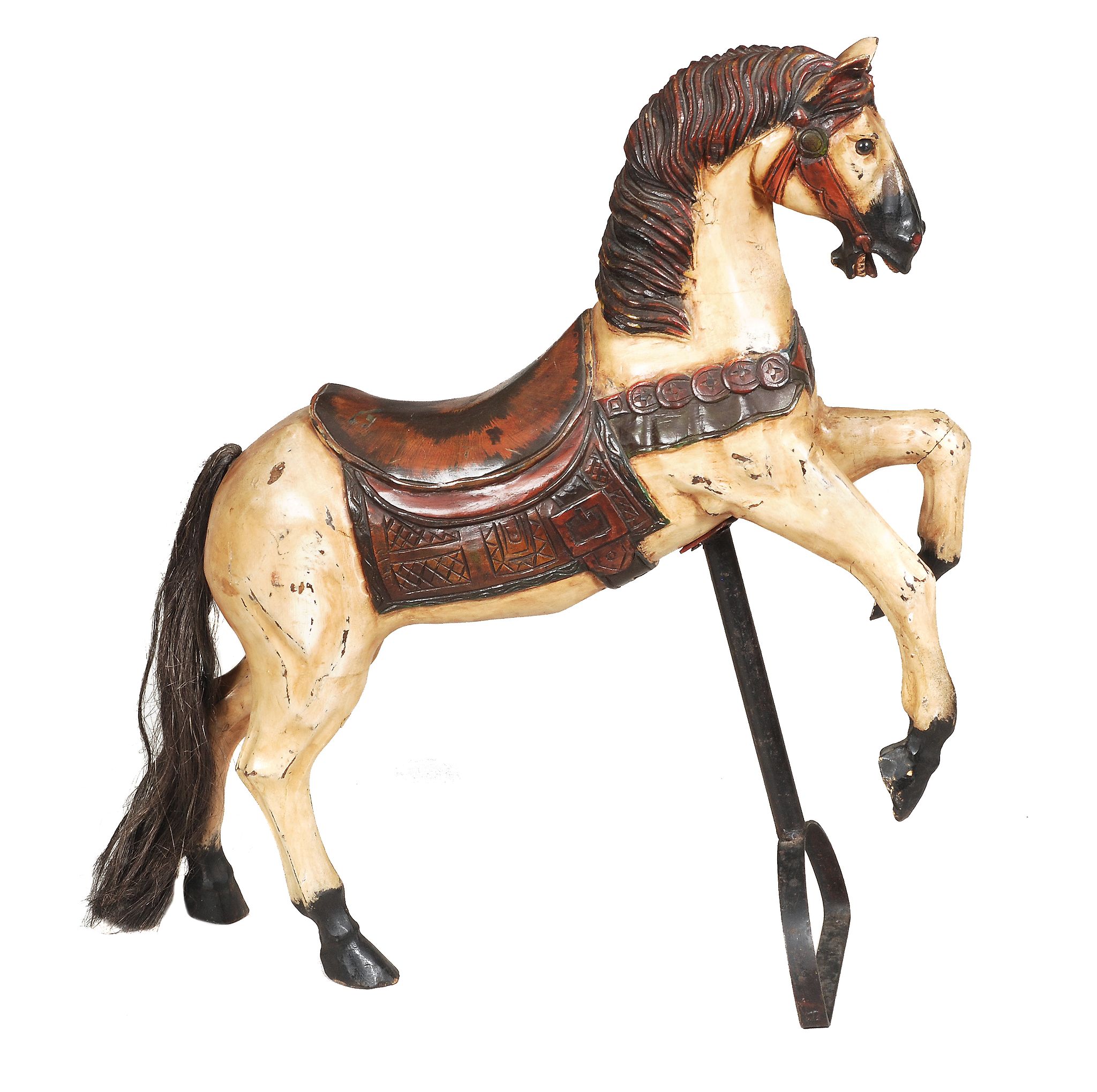 A polychrome painted wood fairground horse, late 19th / early 20th century A polychrome painted