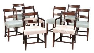 A set of eight George III mahogany dining chairs circa 1800 each with... A set of eight George III