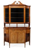 An Edwardian mahogany and marquetry display cabinet, stamped EDWARDS & ROBERTS An Edwardian