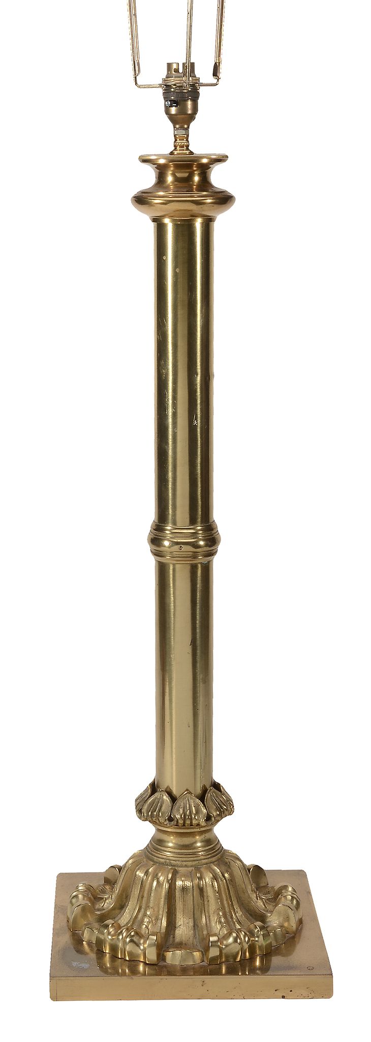 A gilt brass columnar table lamp in William IV style, late 20th century A gilt brass columnar table