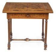 A Continental walnut and specimen marquetry walnut side table A Continental walnut and specimen