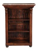 A rosewood, simulated rosewood and marble mounted open bookcase A rosewood, simulated rosewood and