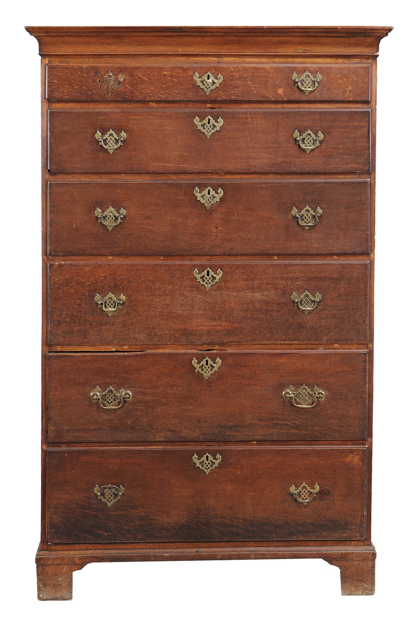 A George III oak and pine tall chest of drawers circa 1780, probably Irish A George III oak and