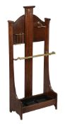 A Victorian oak and brass mounted hall stand, circa 1890 A Victorian oak and brass mounted hall