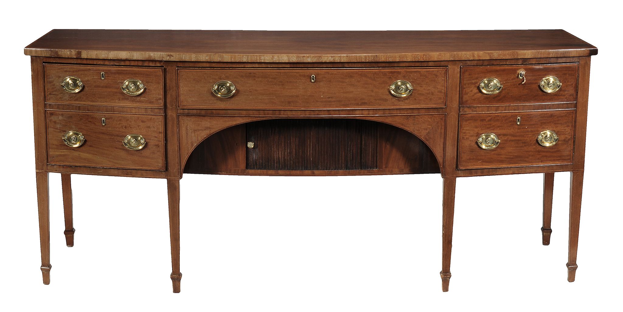 A George III mahogany bowfront sideboard, circa 1800 A George III mahogany bowfront sideboard,