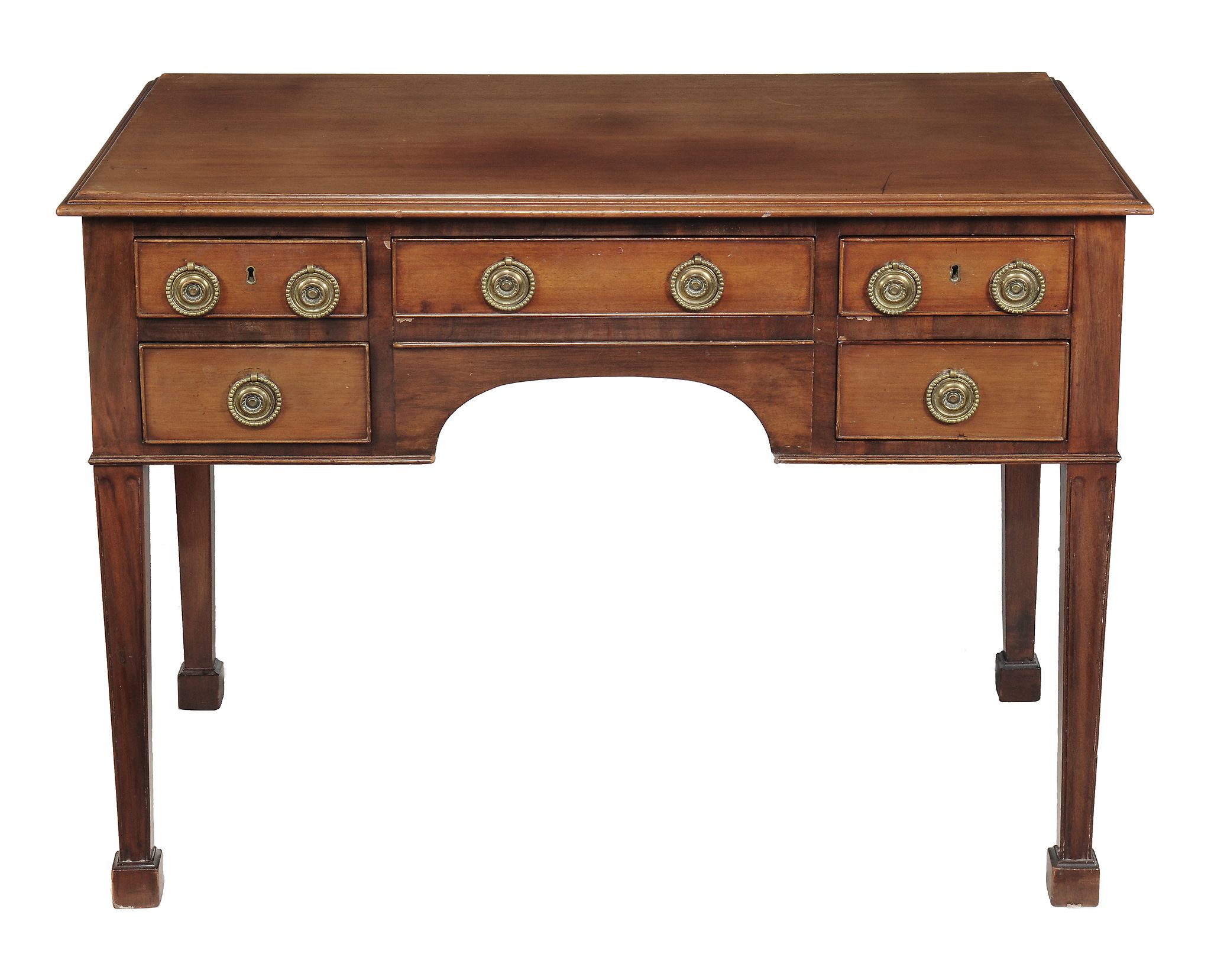 A mahogany kneehole dressing table, in George III style late 19th/early 20th... A mahogany kneehole