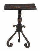 A Regency black lacquer and chinoiserie decorated tripod table, circa 1815 A Regency black lacquer