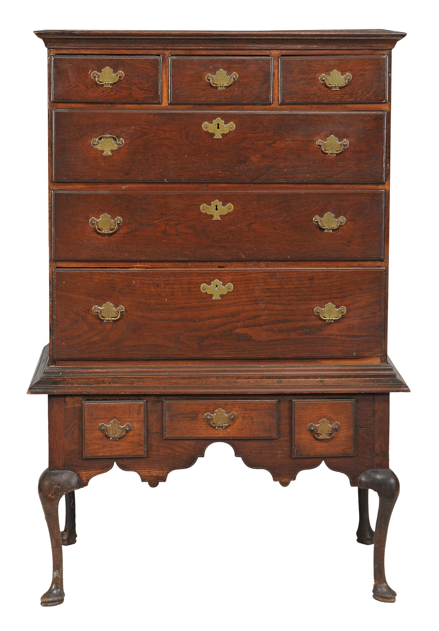 A George II oak chest on stand circa 1750 A George II oak chest on stand circa 1750, moulded