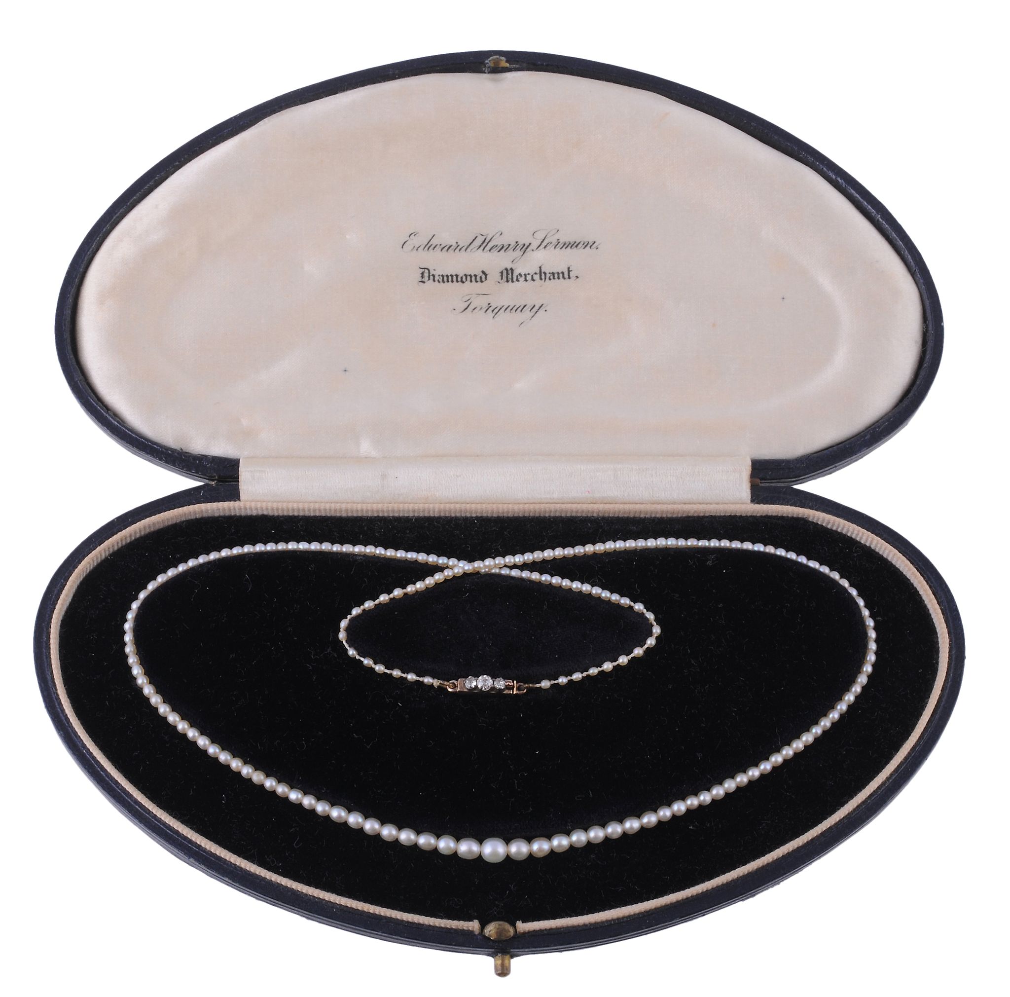 A graduated seed pearl necklace, the one hundred and eighty three 1  A graduated seed pearl