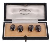 A pair of Victorian garnet and diamond double sided cufflinks, circa 1880  A pair of Victorian