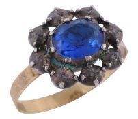 An Italian 19th century blue paste and diamond ring, Rome 1815-1870  An Italian 19th century blue