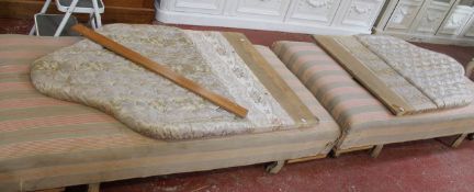 A pair of single beds with button upholstered ends There is no condition report available on this