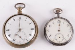 A gilt metal pair cased pocket watch, circa 1840, two piece hinged inner and outer case, the white