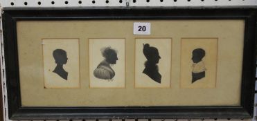 English School (second quarter 19th century) Four silhouette portraits of a girl; an elderly