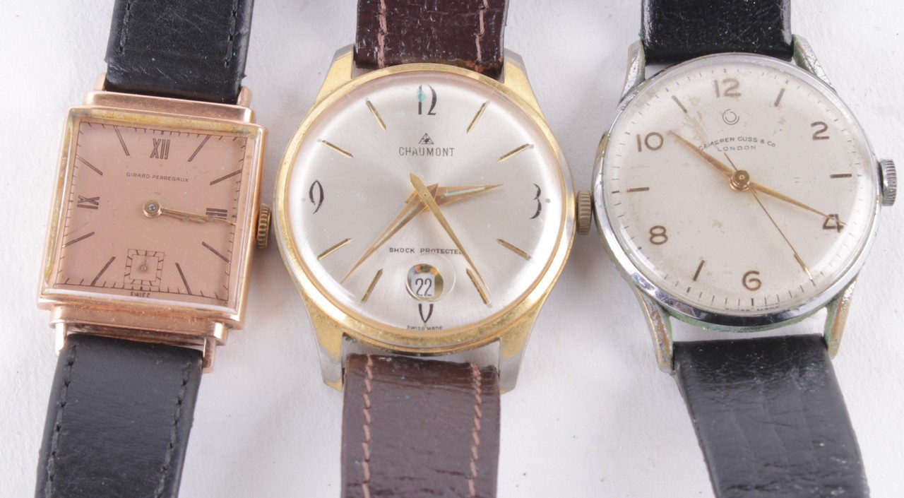Girard Perregaux, a gentleman`s 14 carat gold pink gold wristwatch, circa 1947, ref. 166870, the two