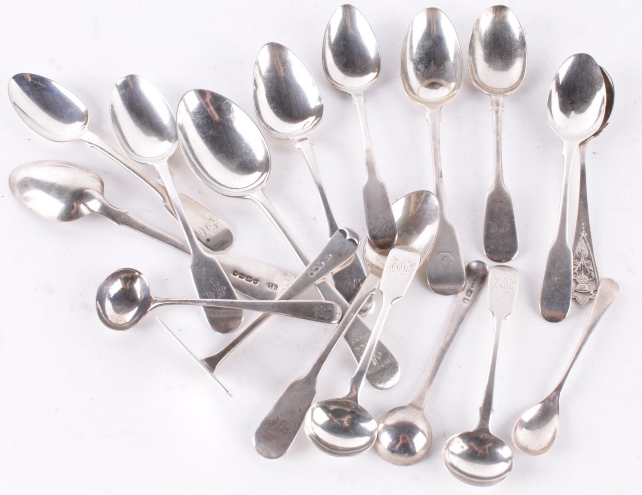 A collection of silver flatware, by various different maker`s and dates, to include: a pair of