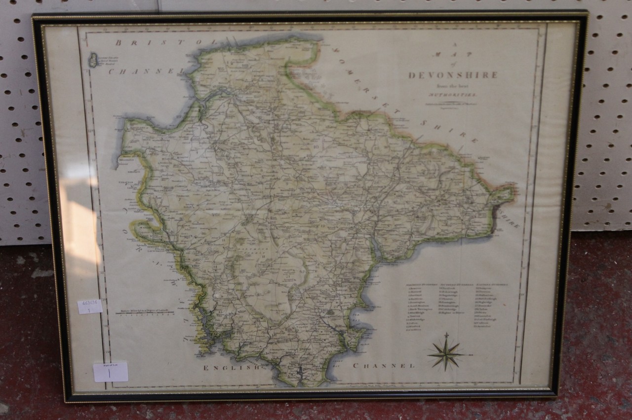 Two framed maps. Gloucestershire and Devonshire. Published by John Stockdale 26th March 1805. Both - Image 2 of 2