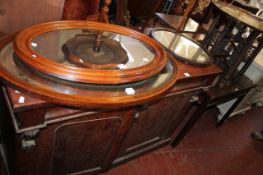 A mixed lot to include a teak cupboard, mirrors, mahogany sideboard, Middle Eastern table,