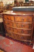A Victorian mahogany chest of two short and three long drawers flanked by protruding facetted