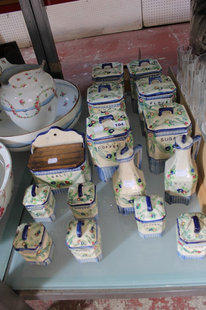 A selection of English pottery kitchen ware. There is no condition report available on this lot.