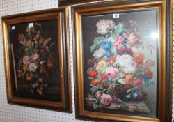 Continental School. Floral still lifes. A group of five polychrome prints. Various sizes. There is