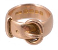 An 18 carat gold buckle ring, Chester 1901  An 18 carat gold buckle ring,   Chester 1901, the