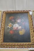 20th Century School Floral still life Oil on canvas Indistinctly signed lower left 50 x 39.5cm There