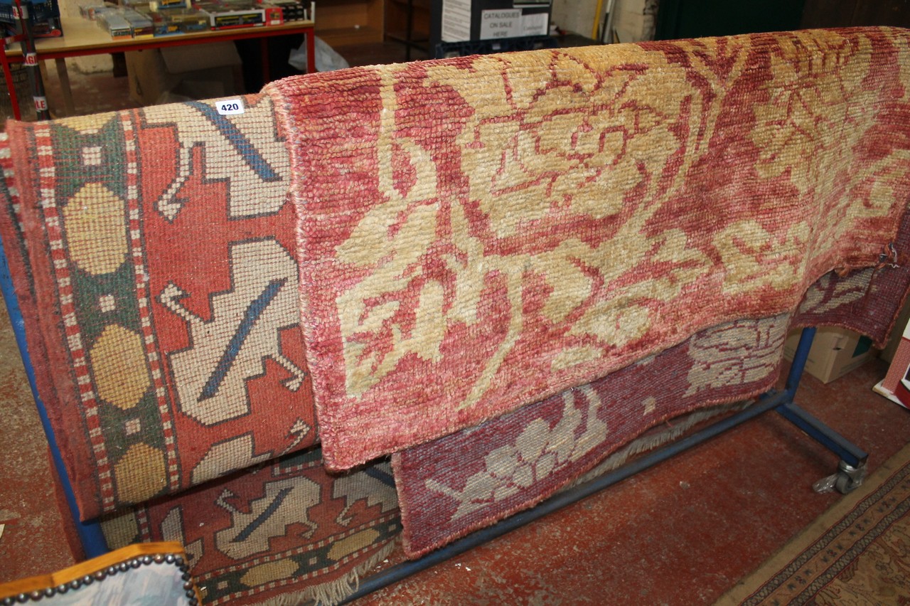 Two Turkish rugs. with stylized decoration There is no condition report available on this lot.