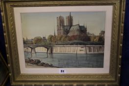 A P Lambert Notre Dame Two oil on canvas Both signed lower left 23.5cm x 32cm and 23cm x 32cm.