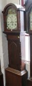 An oak and mahogany eight-day longcase clock, mid 19th century, the four pillar rack and bell