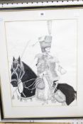 A... Gravell A hussar on horseback Pen and ink Signed lower centre and dated (19)70 47.5cm x 36cm