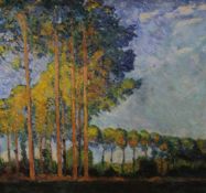 Fred Elmes after Claude Monet Poplars in the Sun Oil on canvas Bears signature 76cm x 80cm