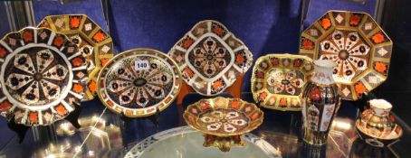 A selection of Royal Crown Derby Imari porcelain, including plates and other items There is no