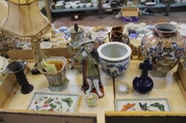 Chinese Famille rose lamp and other Chinese ceramics & objects. A Condition report is not