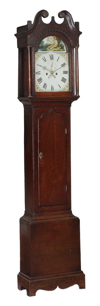 An eight-day longcase clock, 19th century, the four pillar rack and bell striking movement with 13