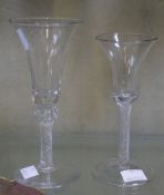 Two airtwist wine glasses, each with a bell bowl