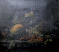 English school (late 19th century) Still life of fruit on a table Oil on canvas 57.5cm x 65.5cm