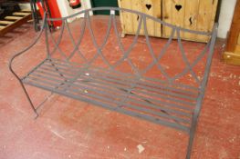 A Regency style metal garden bench 154cm wide There is no condition report available on this lot