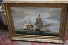 British school (19th century) Dutch sail/steam ships off the coast Oil on canvas Indistinctly signed