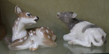 Royal Copenhagen two pieces a fawn No 2609 and a calf No 1072 There is no condition report available