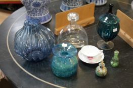 A quantity of decorative glass items including a Whitefriars vase; a Mdina polychrome vase; a 19th
