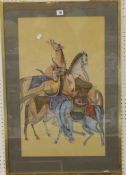 Six Japanese watercolours and an Indian watercolour of horses on silk and loose sketches.