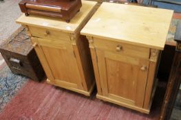 A pair of pine beside pedestal cupboards, 77cm high, 45 cm wide and a Victorian mahogany dressing