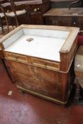 A French walnut and marble mounted chest, with a gallery and two short and three long drawers 96cm