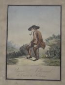 French school (19th century) Paysan Allemand du Canton de Fribourg Aquatint with hand colouring 16cm
