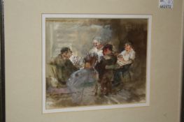 Roland Batchelor RWS (1889-1990) Tea for Two; The Quiet Game Watercolour, two Each signed lower left