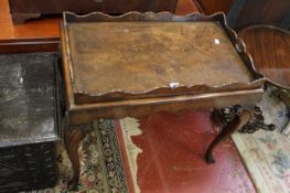 A Victorian giltwood piano stool, a walnut tray top table & an occasional table (3)