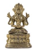 A gilt bronze figure of the Buddha Amitayus, Tibet, 18th century, cast in the Pala revival style,