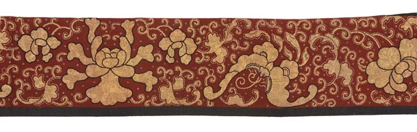 A group of Chinese silk textiles, 19th century, comprising a coral red ground fragment of Lishui - Image 3 of 6